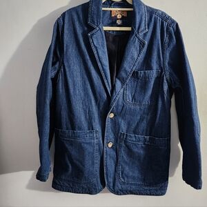 Duluth Trading Denim Blazer Mens Large Fire Hose Presentation Chore Work Jacket